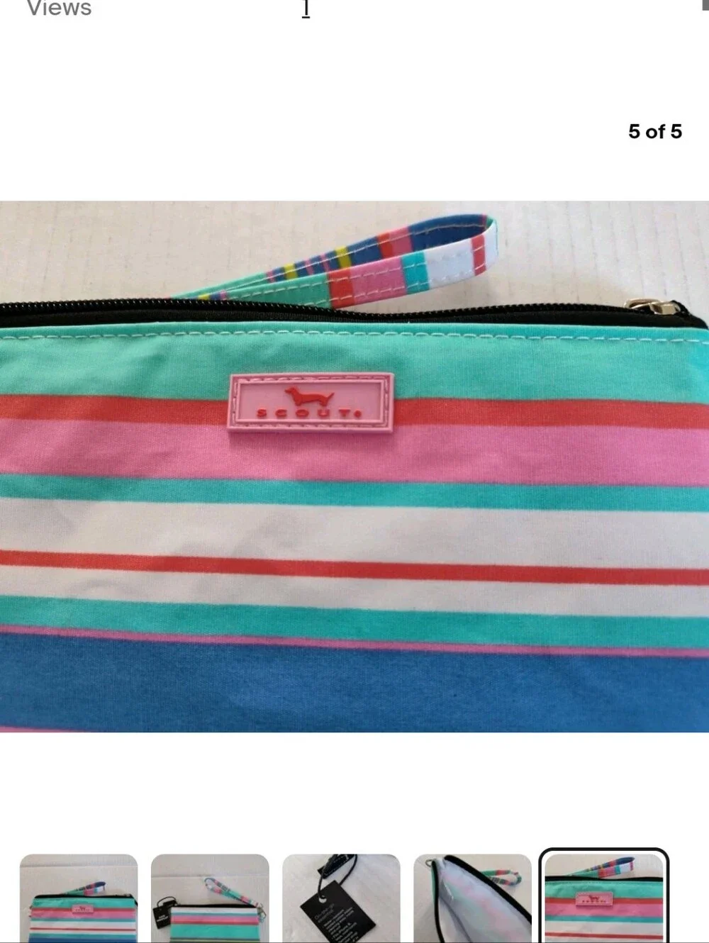 SCOUT Kate Wristlet Zip Pouch Case Cosmetic Makeup Bag Multi Stripe NWT